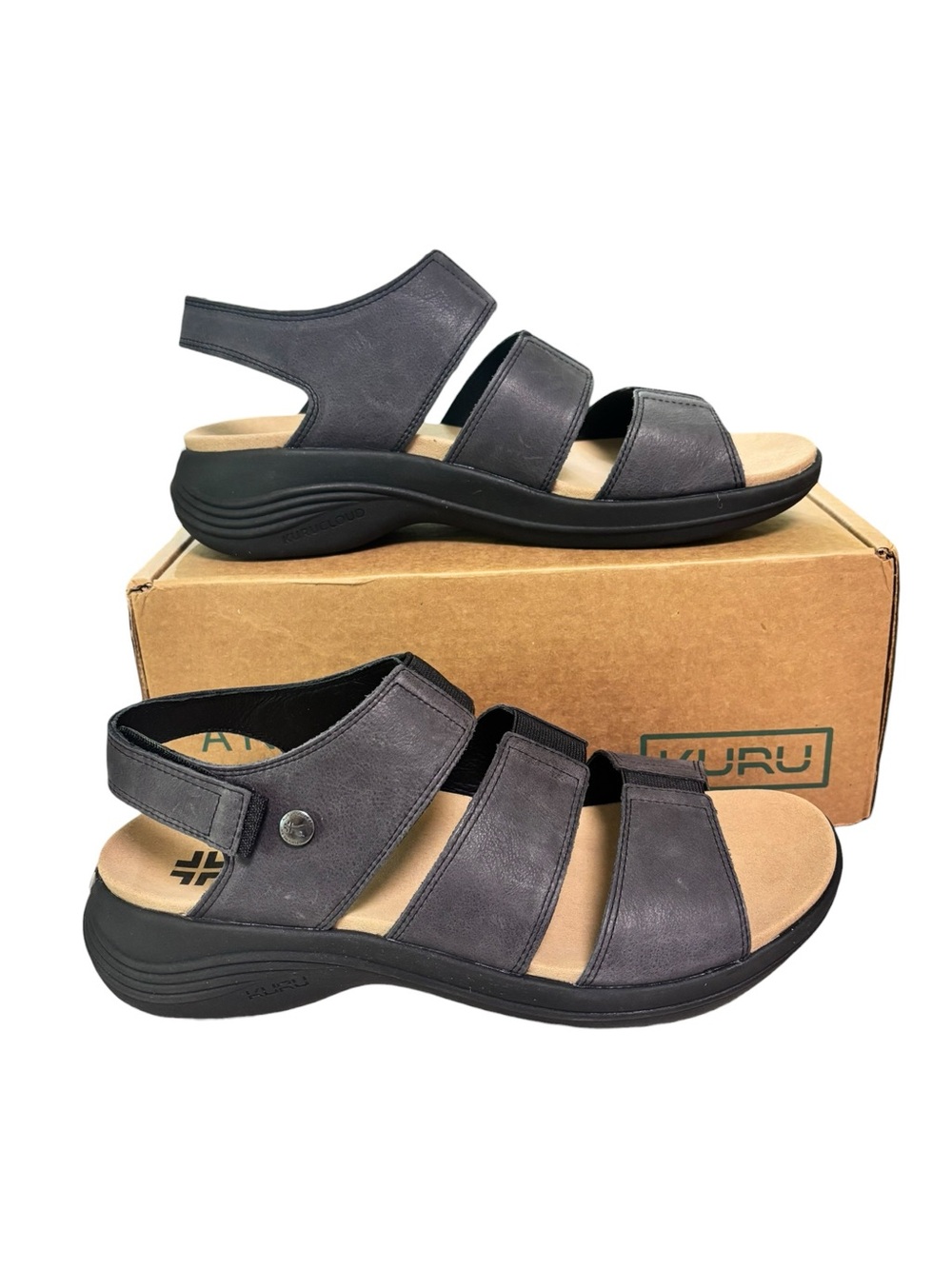KURU Coda Muse Sandals Shoes Womens Size 11 Jet Black Strappy Comfort Walking
